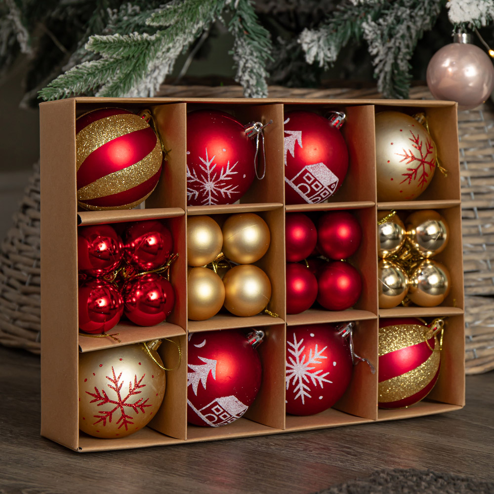 Samuel Alexander Red and Gold Shatterproof Bauble 40 Pack Image 2