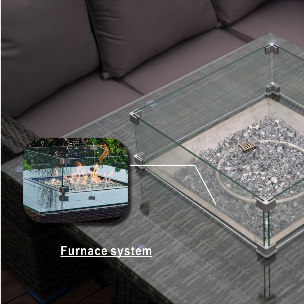 Direct Wicker Grey Tempered Glass Top Gas Fire Pit Table Image 4