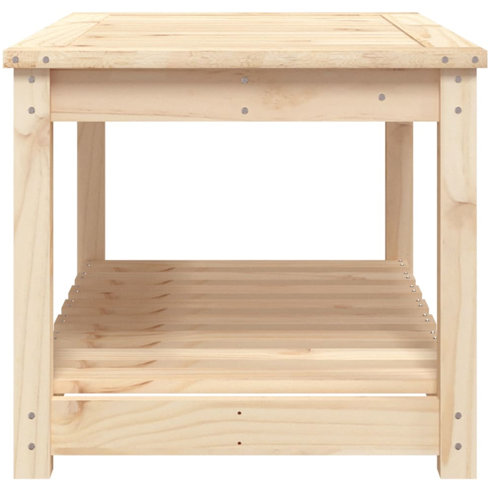 vidaXL Single Shelf Natural Solid Pine Wood Slatted Garden Table 82.5 x 50.5cm Image 4