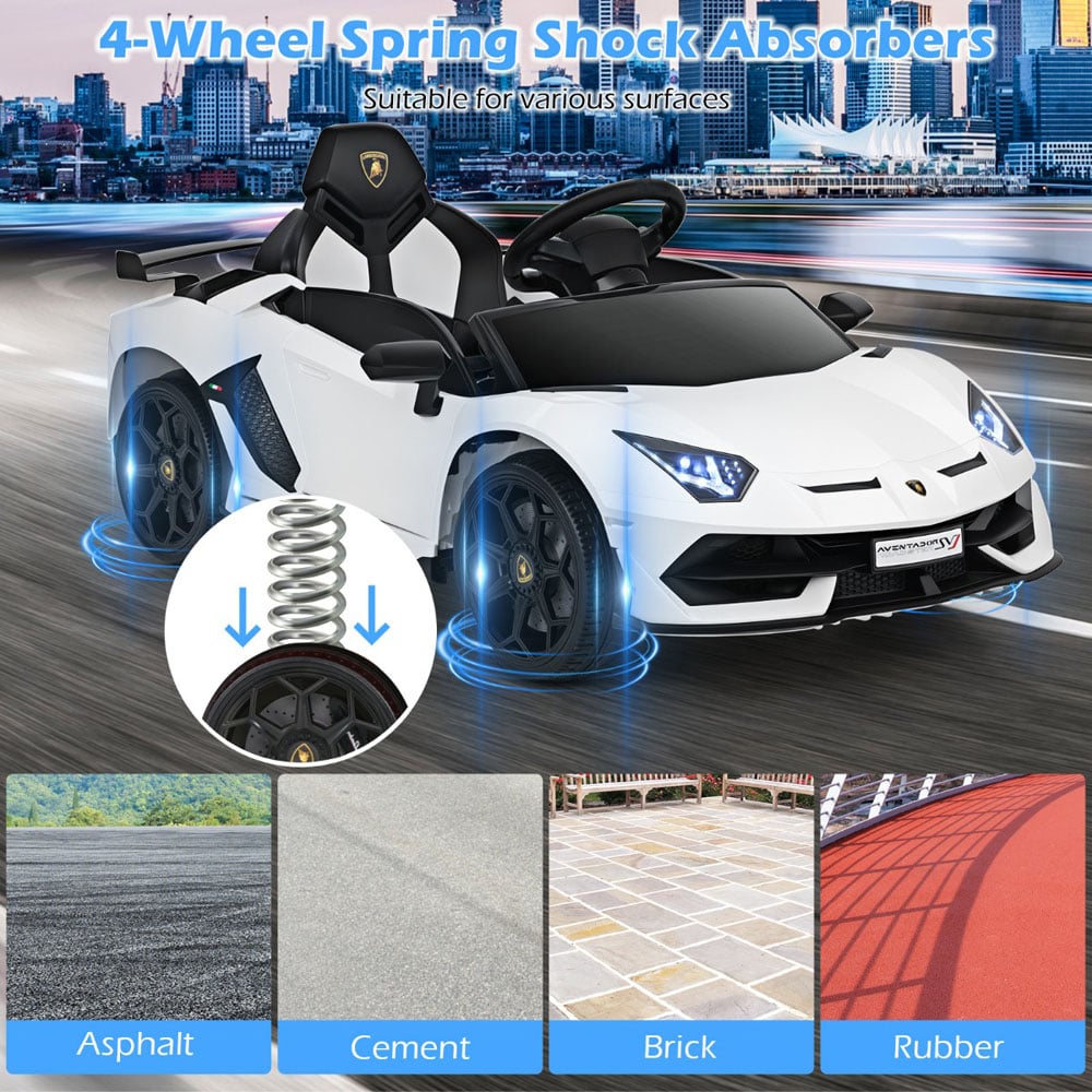 Costway Kids White Licensed Lamborghini Ride On Car with Remote Control and LED Headlight 12V Image 6