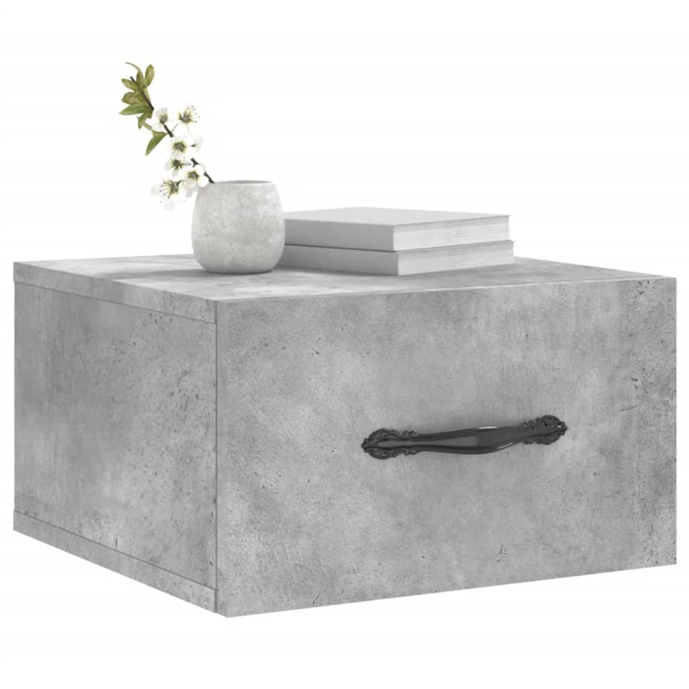 vidaXL Singe Drawer Concrete Grey Wall Mounted Bedside Table Image 3