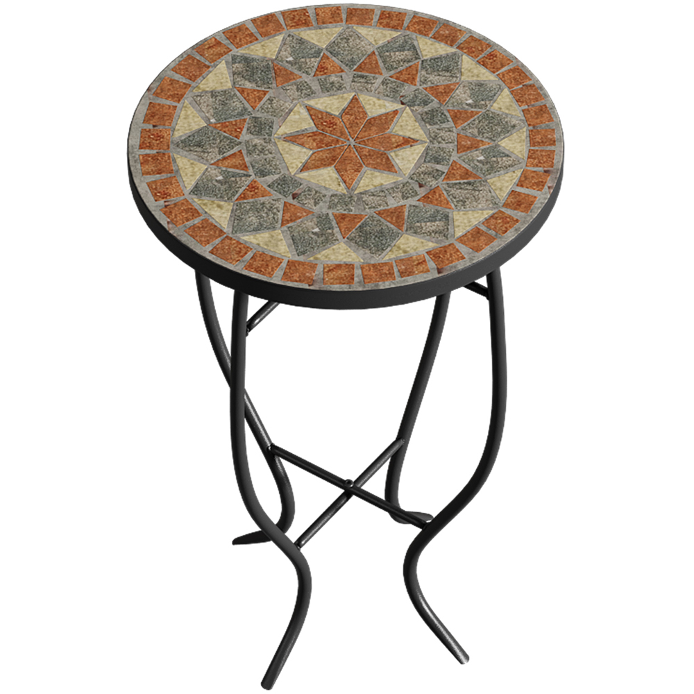 Living and Home Orange Mosaic Round Garden Accent Side Table Image 3