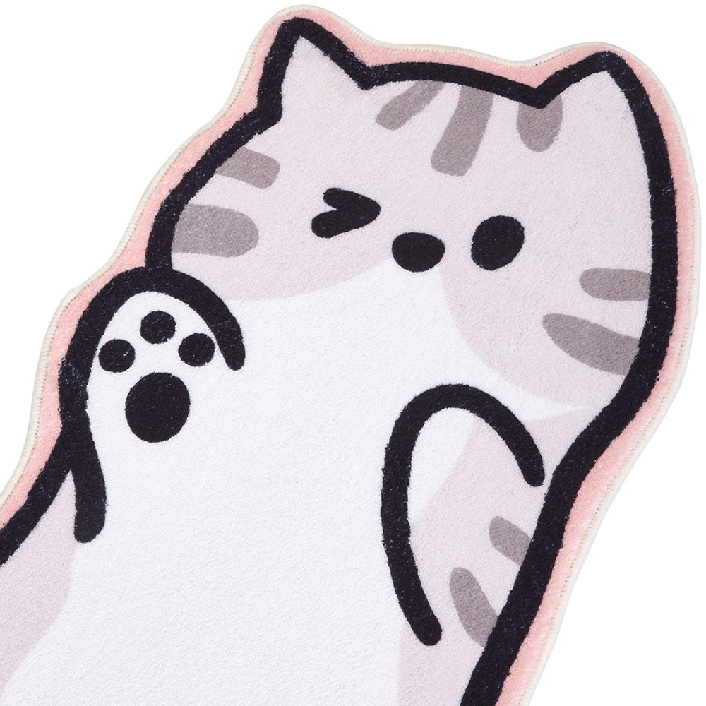 Living and Home Pink and White Cat-Shaped Non-Slip Runner Rug 120 x 39cm Image 3