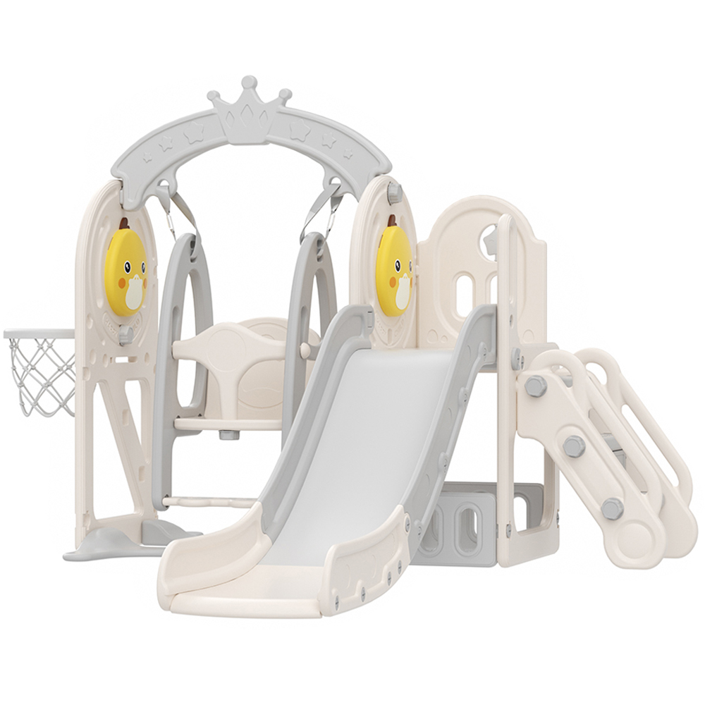 Living and Home White 3 in 1 Duck Theme Kids Playground Swing and Slide Set Image 1