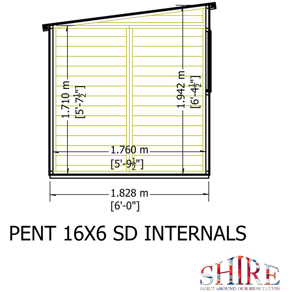 Shire 16 x 6ft Shiplap Pent Garden Shed Image 8
