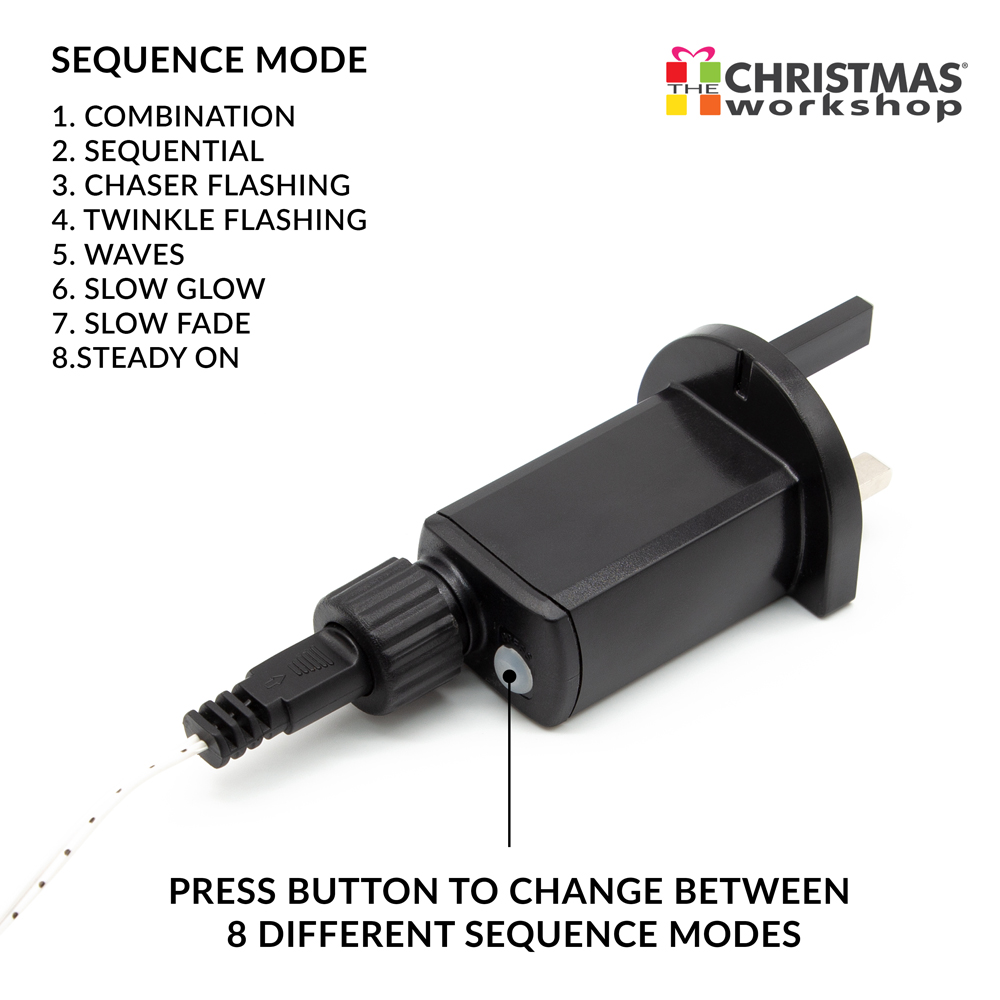 The Christmas Workshop 240 Warm White LED Multi-Function Icicle Chaser Light 5.6m Image 14