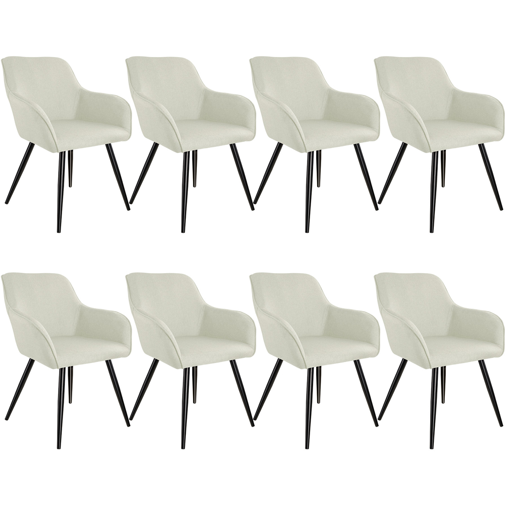 tectake Marilyn Set of 8 Cream Padded Chair with Black Steel Legs Image 2
