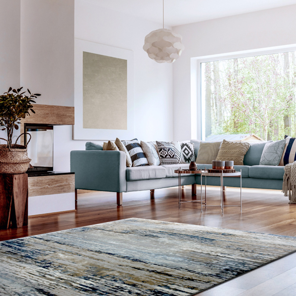 Esselle Home Solar Neptune Natural and Blue Rug 160 x 230cm Image 2