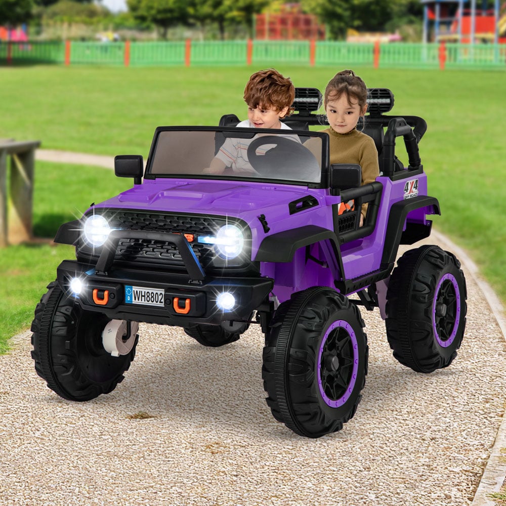 Costway 2 Seater Purple Ride On Car with Remote Control and Horn Image 2