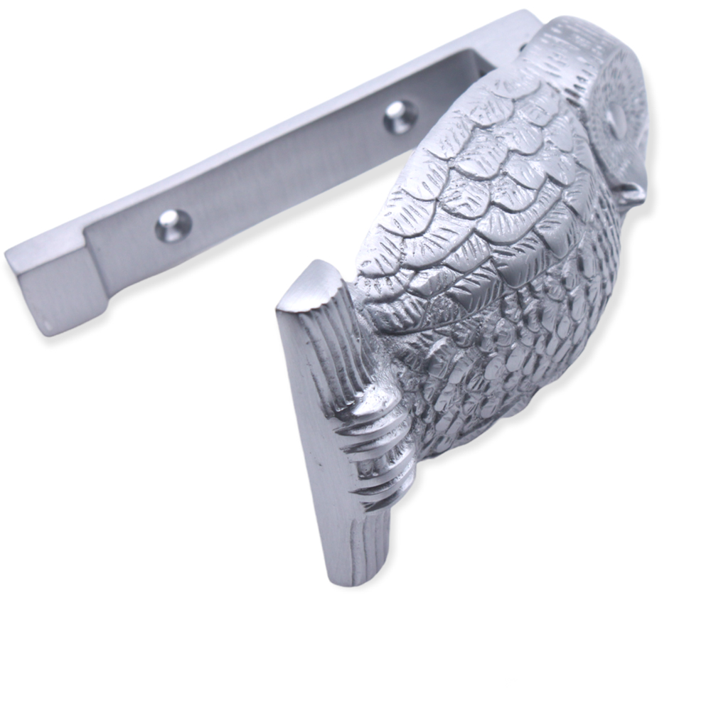 Spira Brass Satin Chrome Owl Door Knocker Image 3