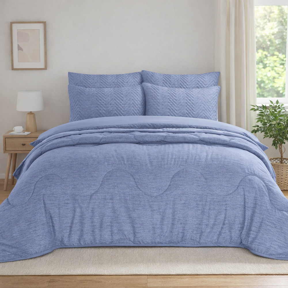 Homerepublic King Size Blue Reversible Coverless Duvet 10.5 Tog Image 2