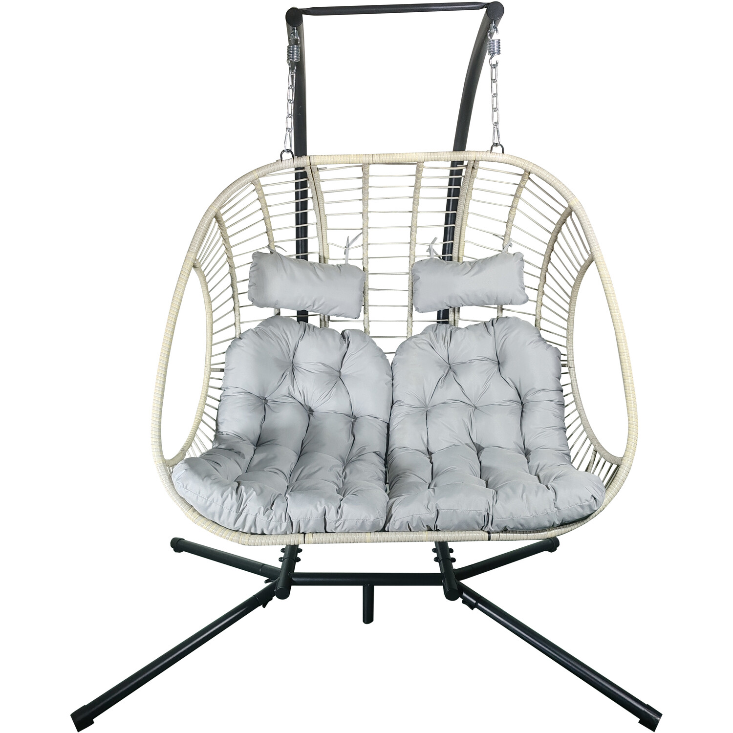 Outdoor Essentials Sophia Double White Rattan Hanging Chair Image