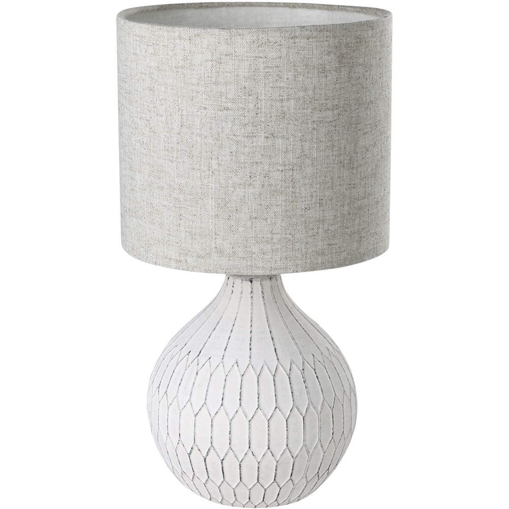 EGLO Bellariva 3 White Ceramic and Fabric Shade Table Lamp Image 1