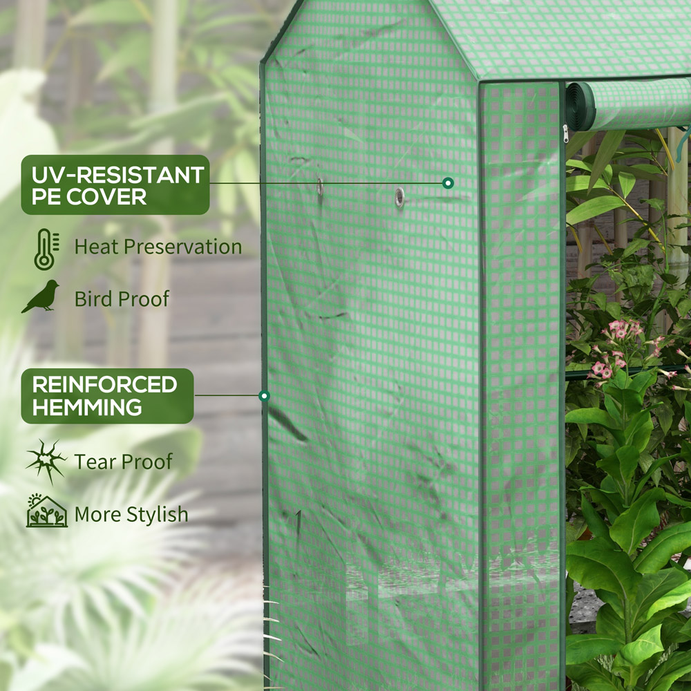 Outsunny Green Plastic 3.2 x 2.6ft Two Room Mini Greenhouse Image 6