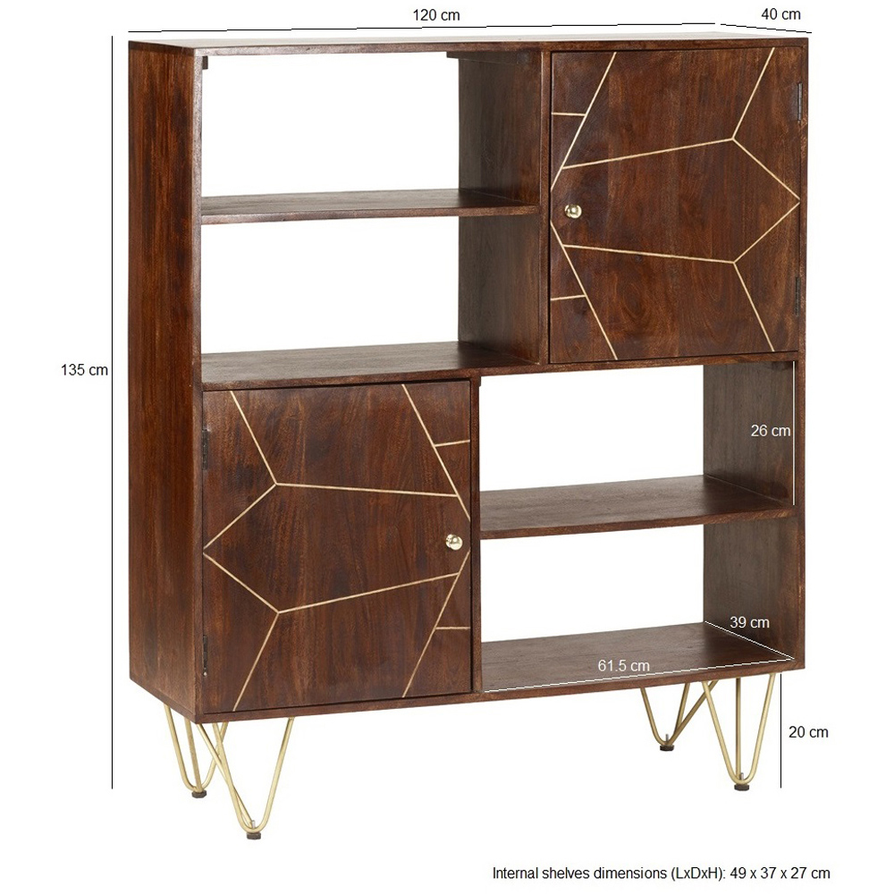 Brooklyn Ozella 2 Door 4 Shelf Dark Gold Display Cabinet Image 6