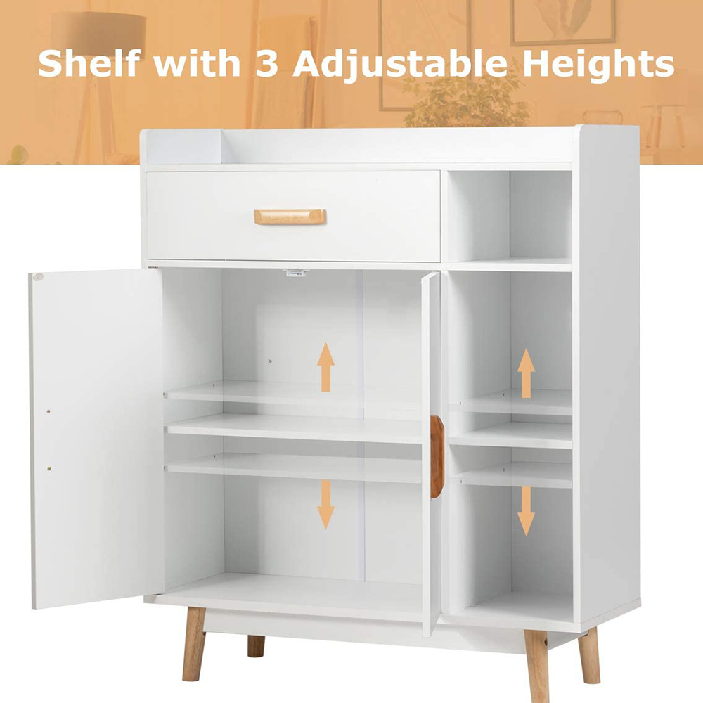 Costway 2 Door Single Drawer 3 Shelf White Storage Cabinet Image 7