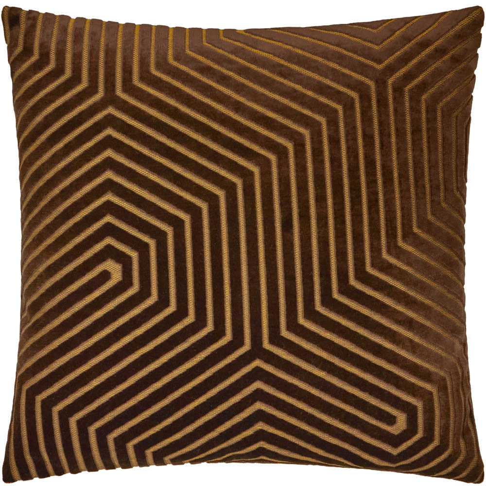 Paoletti Evoke Chocolate Cut Velvet Cushion 45 x 45cm Image 1