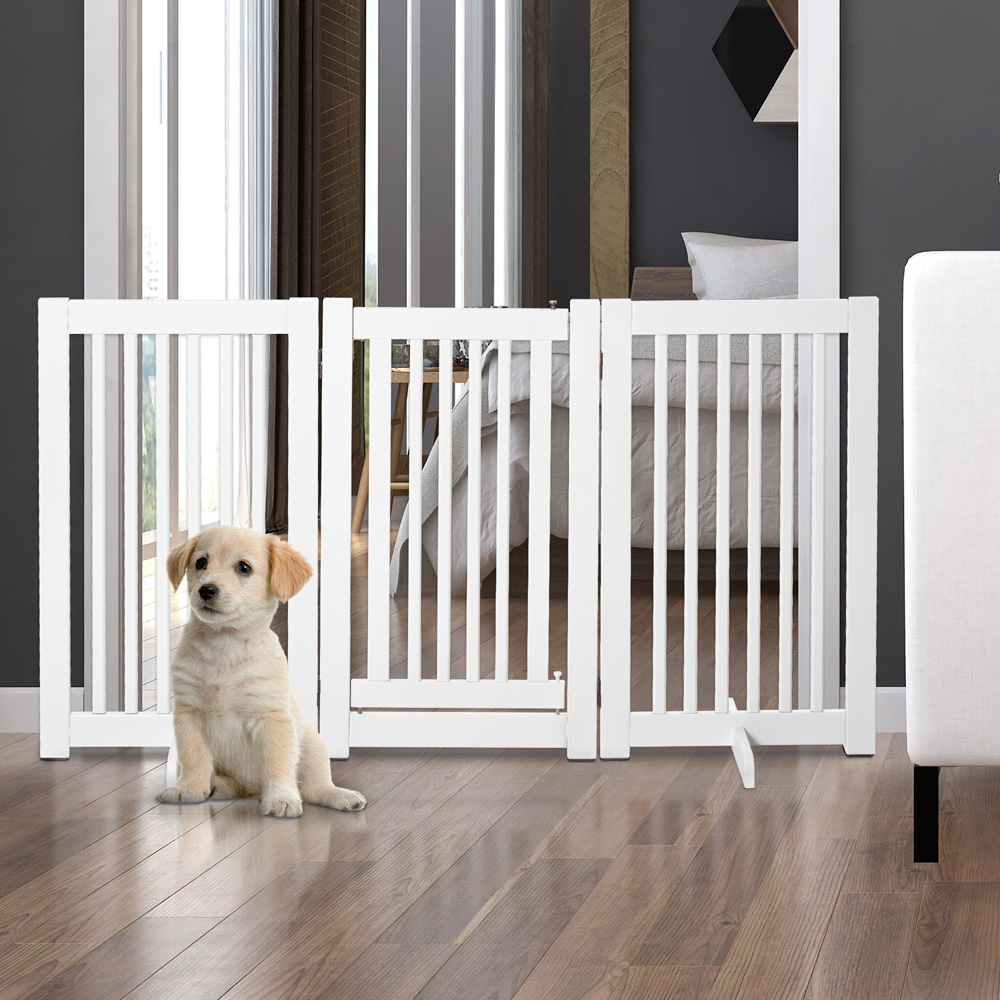 PawHut White 3 Panel 155cm Expandable Freestanding Pet Safety Gate Image 2