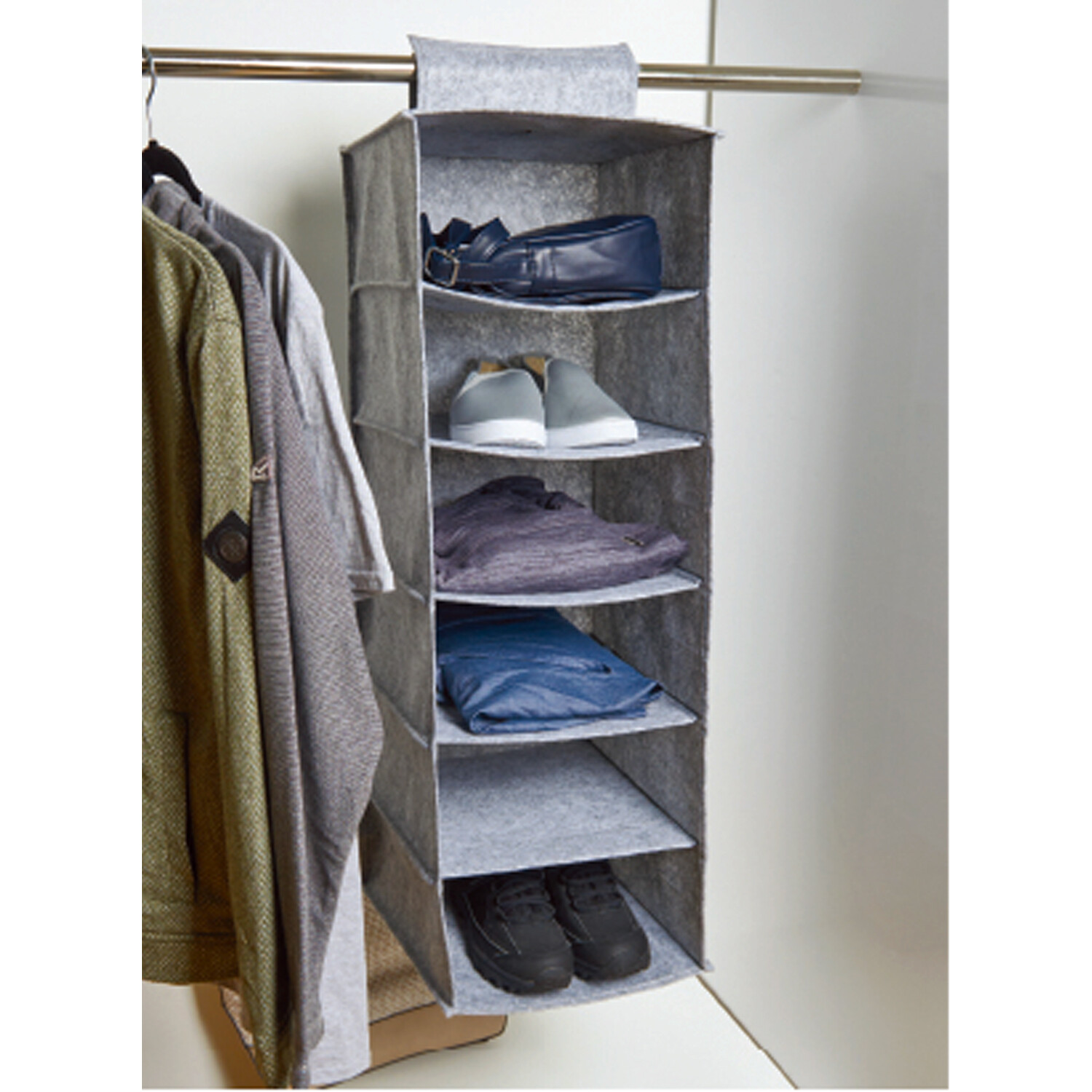 Premium 6 Shelf Grey Felt Wardrobe Organiser Image