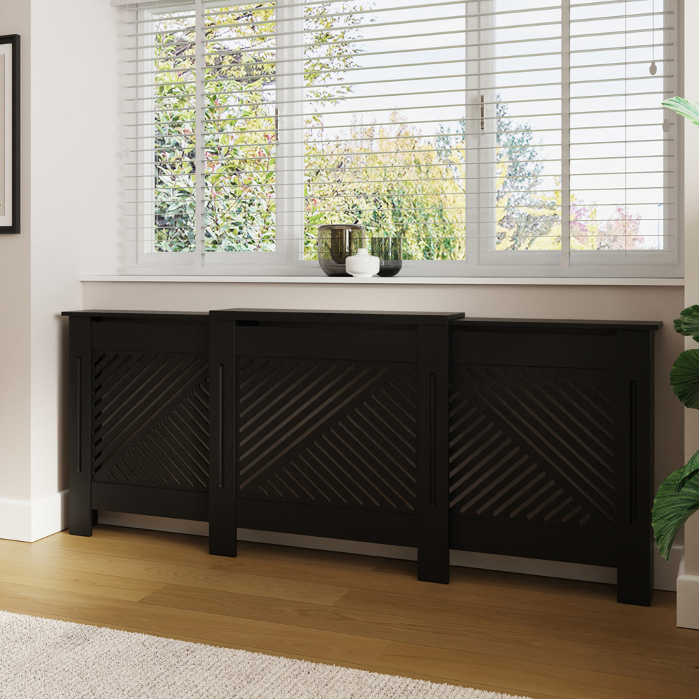 GFW Kobe Black Chevron Panel Design Adjustable Radiator Cover Image 3