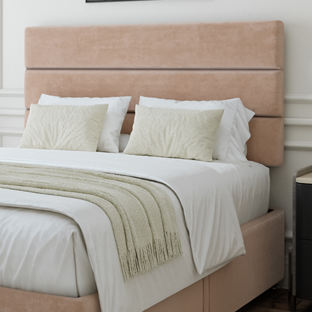 Bedmaster Super King Size Mink Naples Velvet 2 Drawer Divan Base with Milan Headboard Image 2