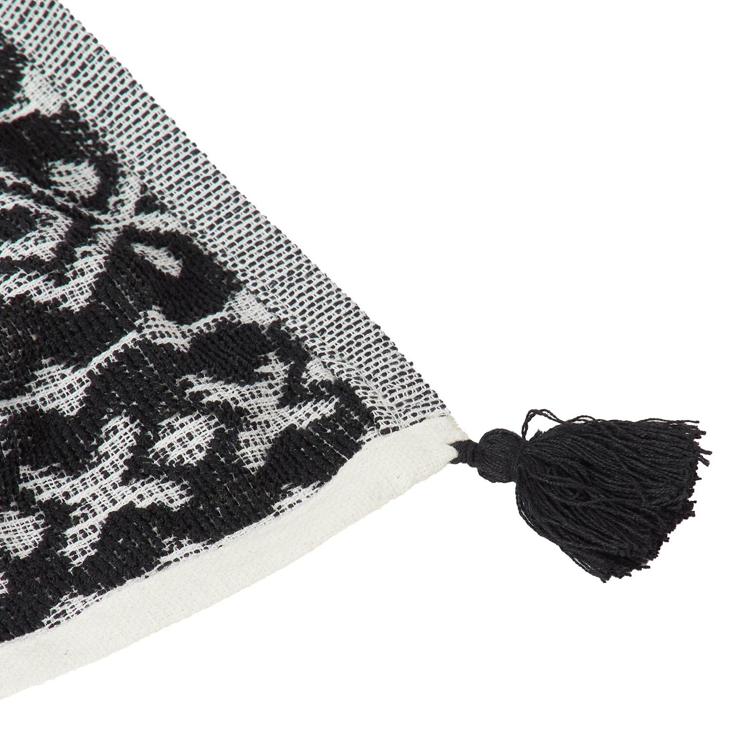 Pack of 2 Jacquard Terry Kitchen Towels with Tassels - Black Image 5