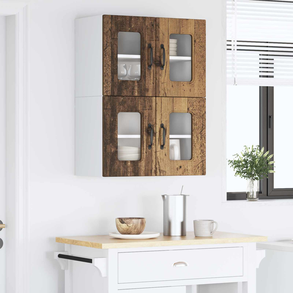 vidaXL Kalmar 2 Door Old Wood Wall Kitchen Cabinet 2 Pack Image 9