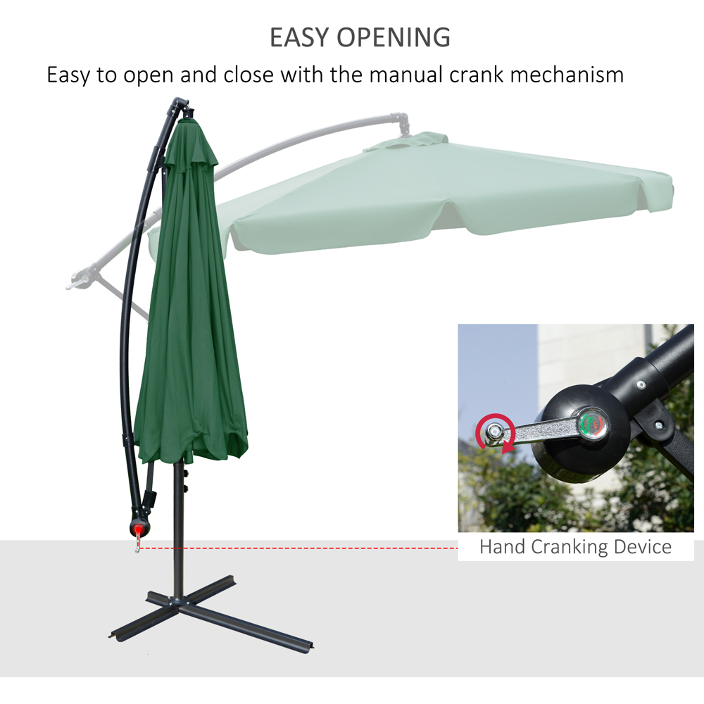 Outsunny Green Cantilever Parasol with Cross Base 2.7m Image 4