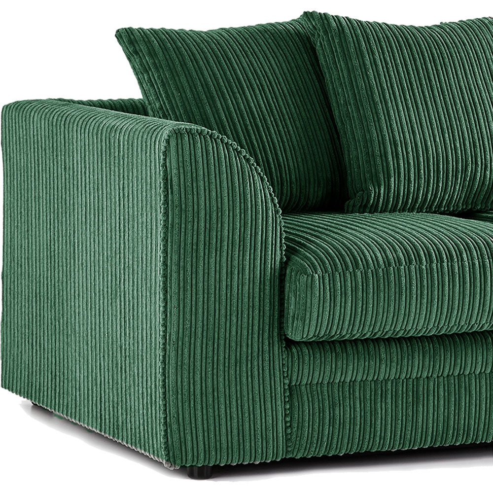 Luxor 3 Seater Green Jumbo Cord Scatter Back Sofa Image 3