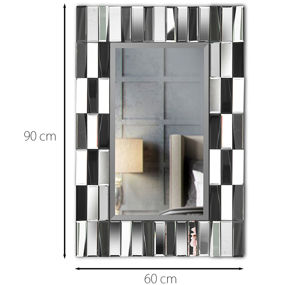 CARME Home Knightsbridge Grey and Silver 3D Rectangular Wall Mirror Image 6