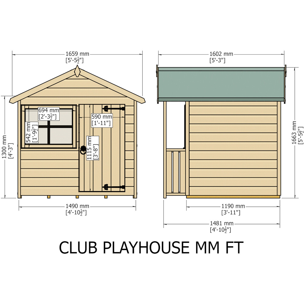 Shire 5 x 4ft Shiplap Apex Clubhouse Image 6
