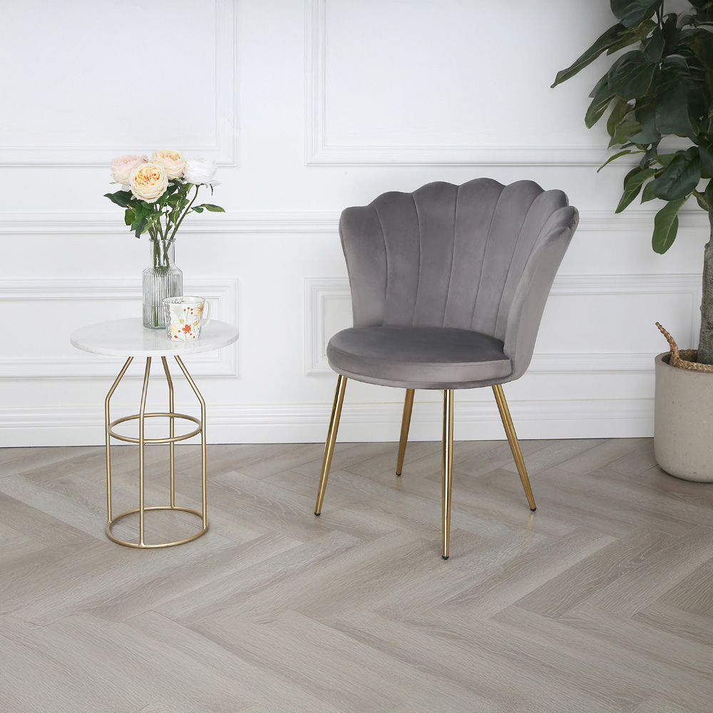 Mini Flora Set of 2 Grey Velvet Dining Chair Image 8