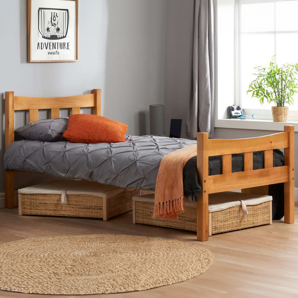 Miami Single Brown Antique Pine Bed Frame Image 1