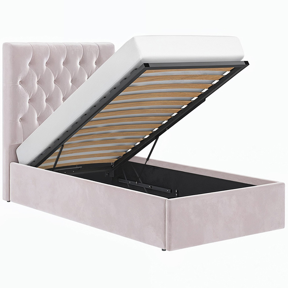 Flair Milan Single Pink Velvet Ottoman Bed Image 3