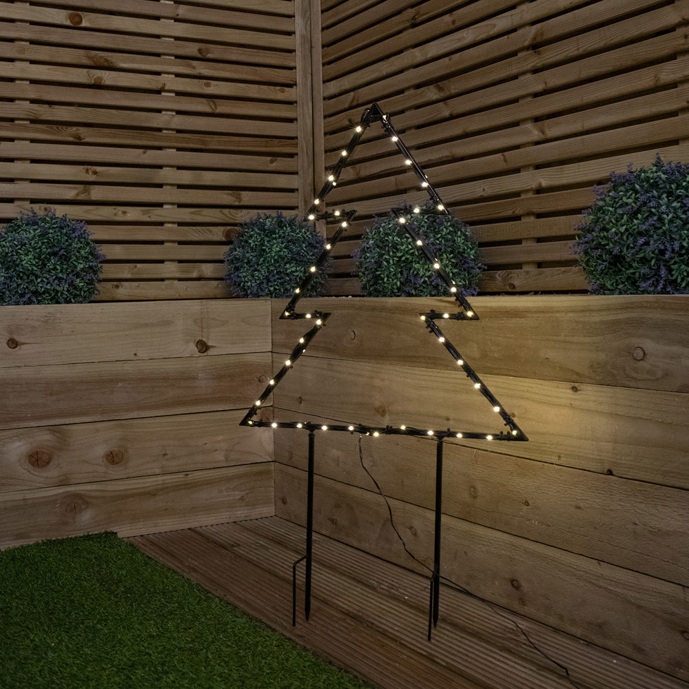 Samuel Alexander 90 Warm White LED Dewdrop Metal Christmas Tree Garden Stake Image 7