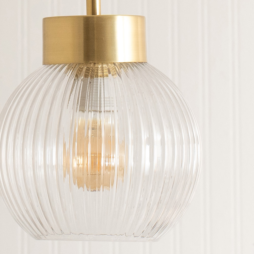 ValueLights Maddison Clear Ribbed Glass Globe Easy Fit Pendant Lamp Shade Image 3
