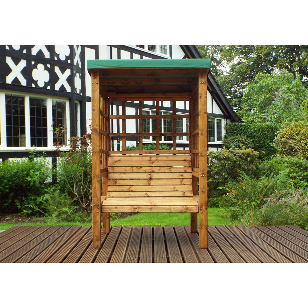 Charles Taylor Bramham 2 Seater Wooden Arbour with Green Canopy Image 4