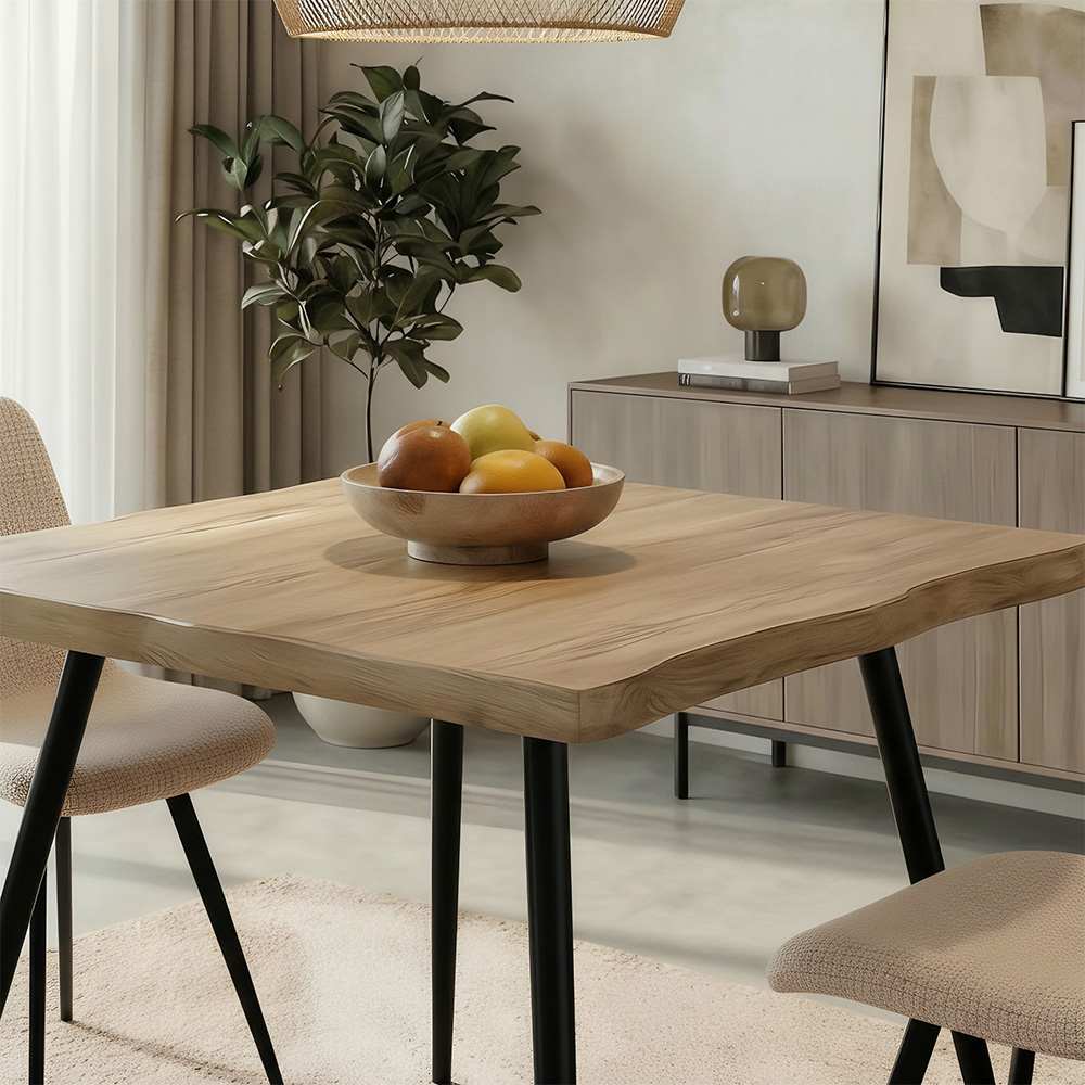 Home Source Avara and Ashford 2 Seater Square Dining Set Oak Woodgrain Effect and Beige Image 6