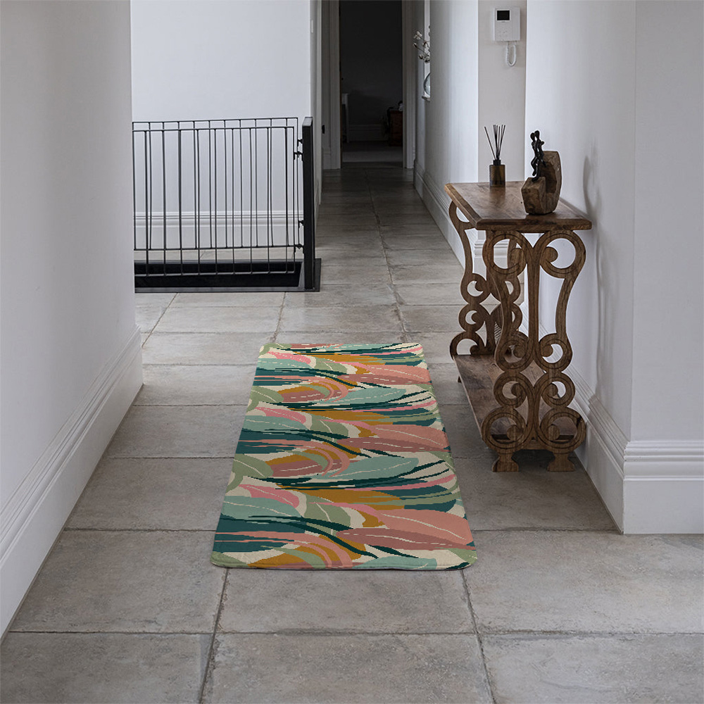 Benjamin Tate Design Faux Wool Artistic Abstract Leaves Designer Runner Rug 235 x 68cm Image 4