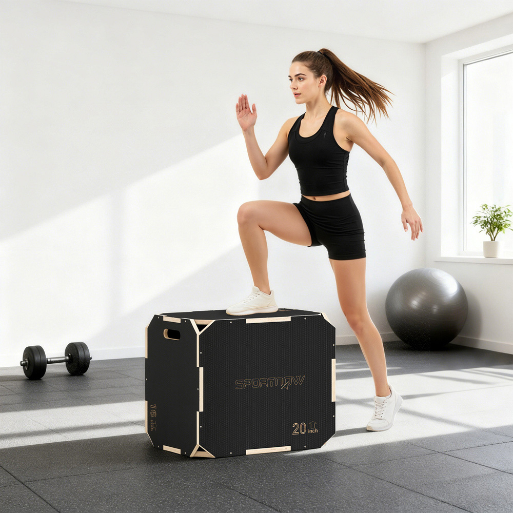 SPORTNOW Non-Slip Corner-free Wooden Plyo Box 41 x 61 x 51cm Image 4