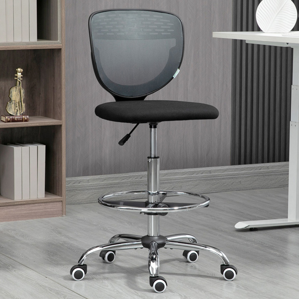 Portland Grey Mesh Draughtsman Drafting Office Chair Image 1
