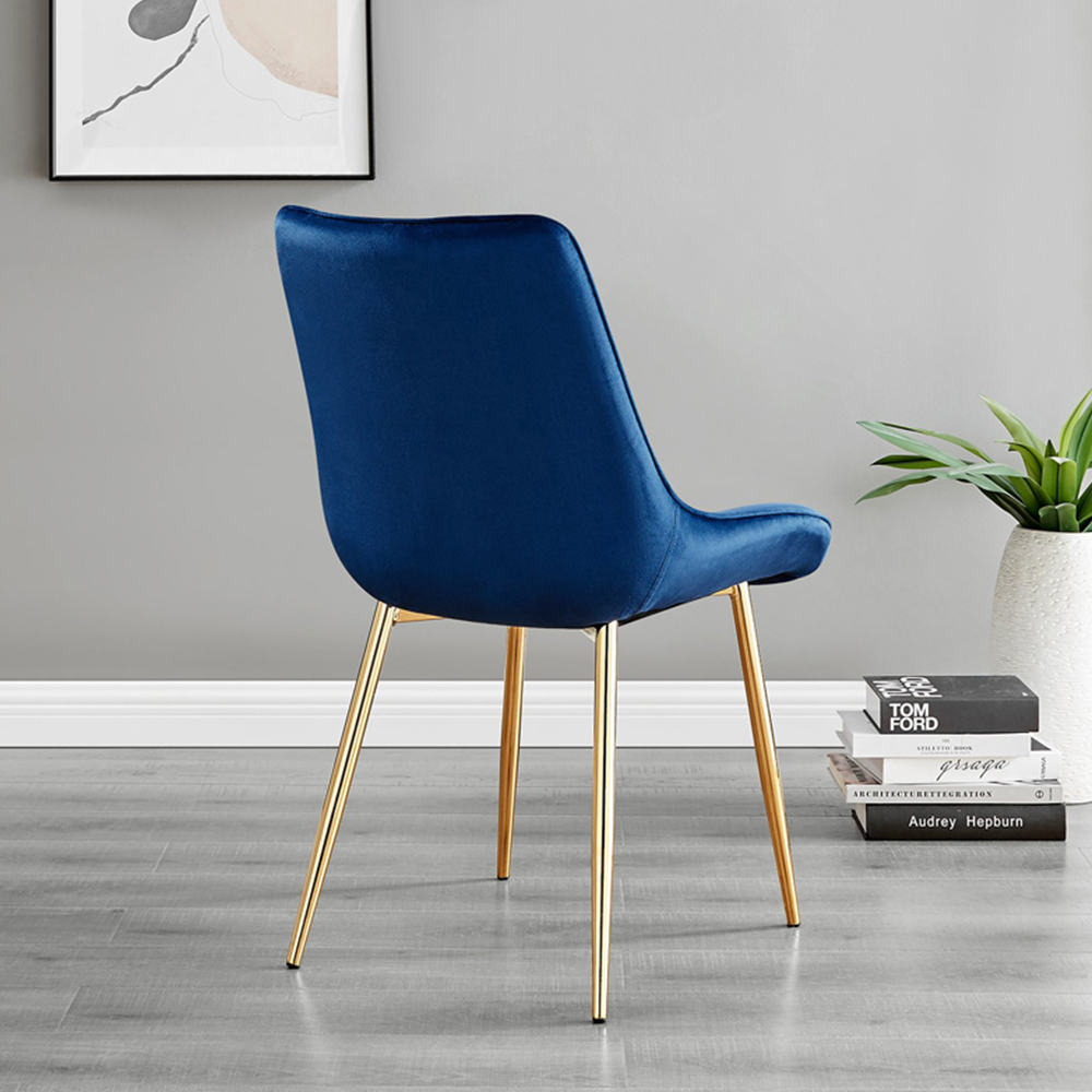 Furniturebox Molini Cesano 6 Seater Dining Set White Gloss Navy and Chrome Image 4