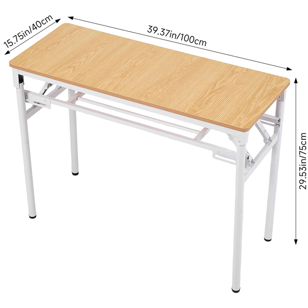 Living and Home Single Shelf Metal Frame Foldable Laptop Desk Natural 100cm Image 9