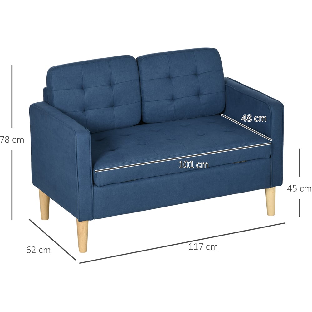Portland 2 Seater Blue Cotton Tufted Loveseat Sofa  Image 7