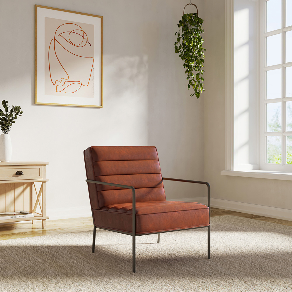 Dorel Bookham Rust PU Black Metal Accent Chair Image 5