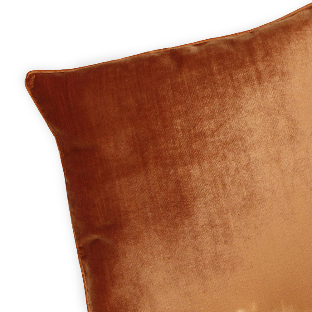 Paoletti Luxe Rust Velvet Piped Cushion Image 2