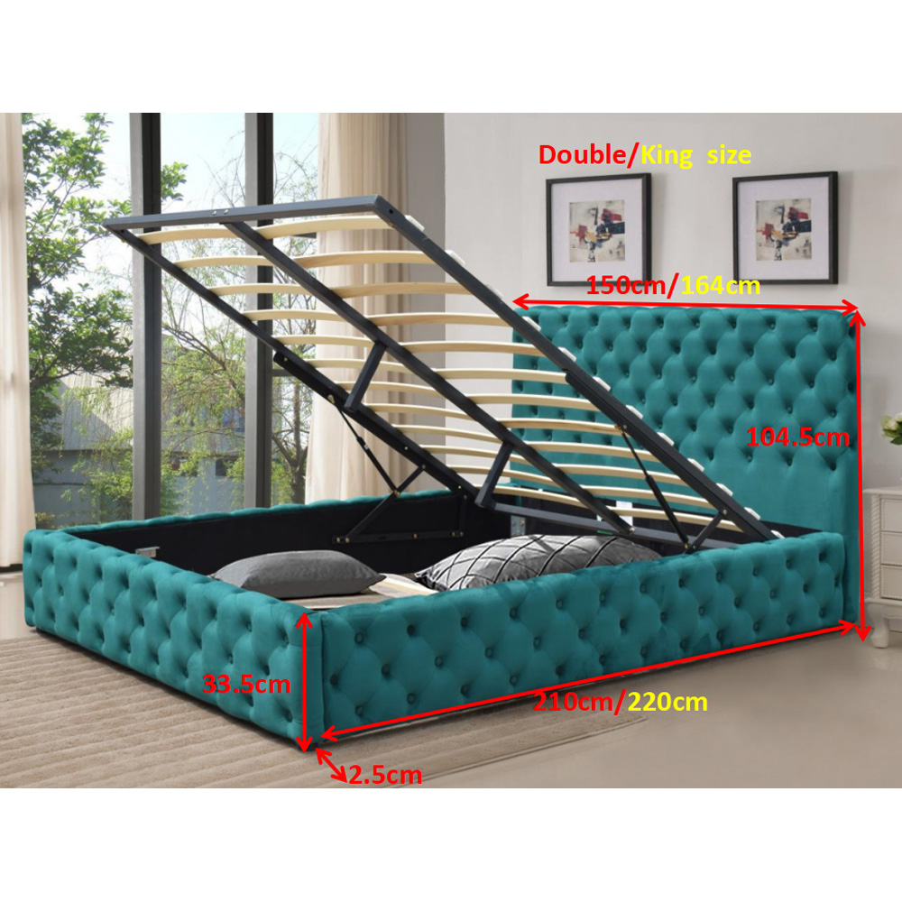 Comfy Living Double Grey Tufted Fabric Gaslift Bed Frame Image 3