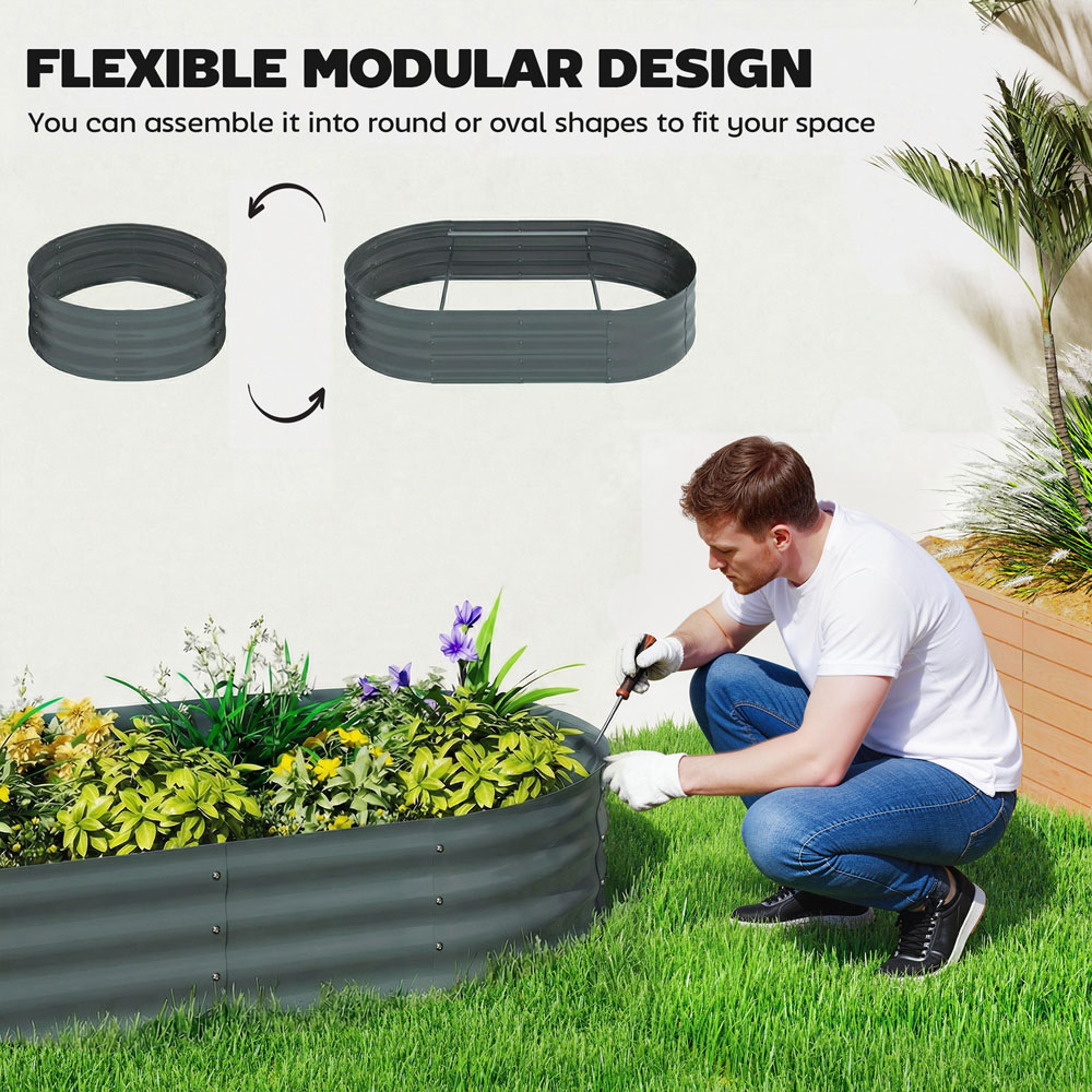 Outsunny Dark Grey Galvanised Raised Garden Bed with Trellis 140 x 60 x 120cm Image 7