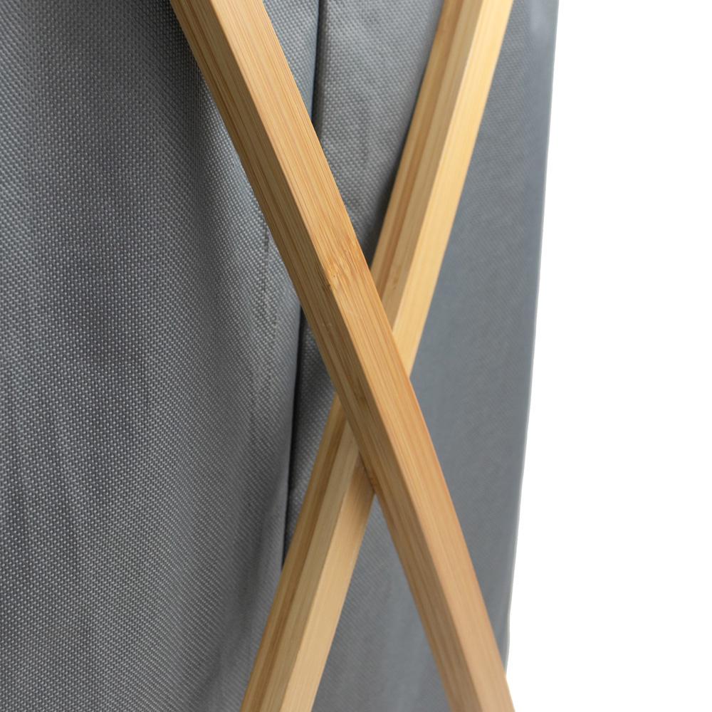 JVL Bambanio Grey Bamboo Foldable Laundry Hamper 100L Image 6