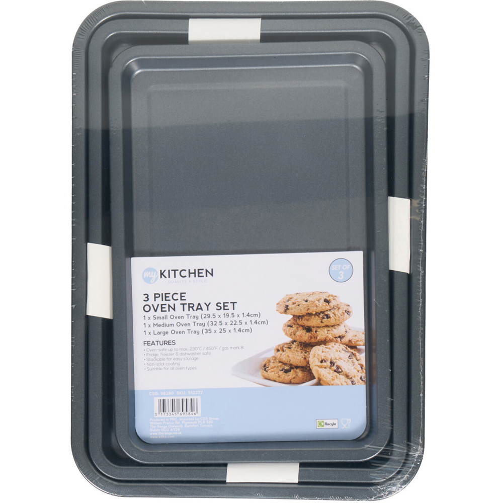 3 Piece My Kitchen Oven Tray Set Dark Grey Image 2